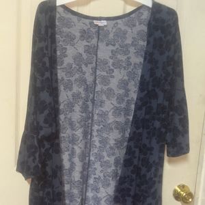 LuLaRoe Lindsay Blue Floral Cardigan Size M